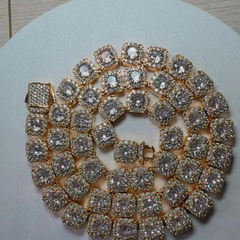 Gold Tennis Cluster Necklace 20 Inch 99 D 6